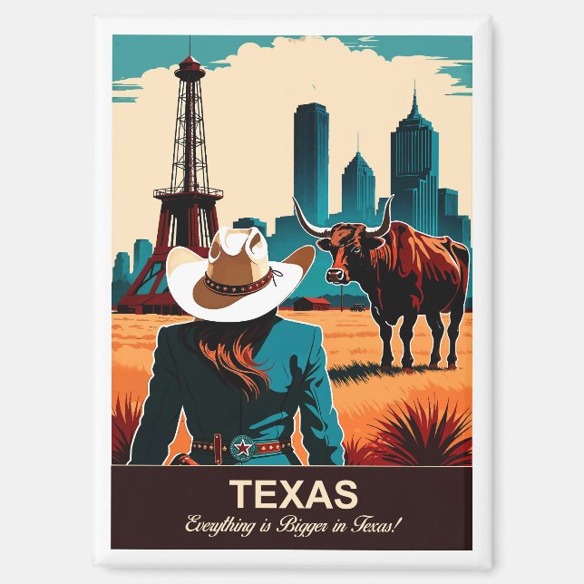 Aimant Texas Travel : Tout est plus grand au Texas (Recto)