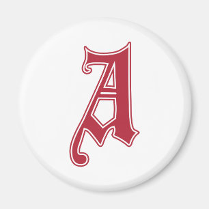 Aimant Texte anglais Lettre gothique monogramme A