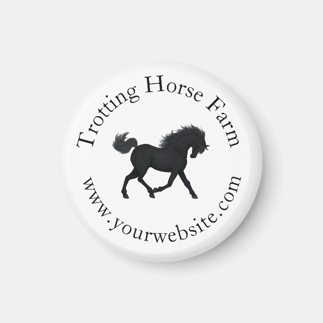 Aimant Texte circulaire Cheval Noir Trotting Equestrio (Devant)