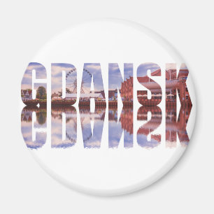 Aimant Texte de Gdansk avec vue sur la vieille ville avec