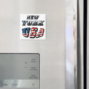 Aimant Texte de l'image de New York et du drapeau des Éta