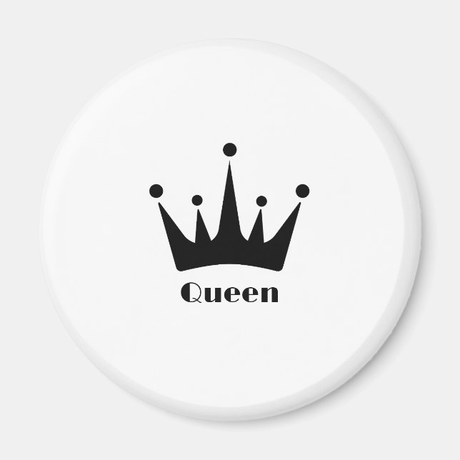 Aimant Texte de Reine personnalisé Image de Couronne de C (Devant)