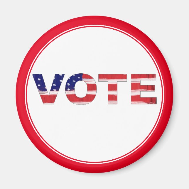 Aimant Texte de vote en couleurs de drapeau rouge (Devant)