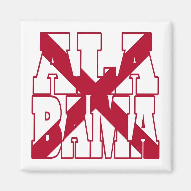 Aimant Texte du drapeau de l'état de l'Alabama (Devant)