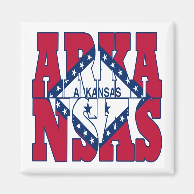 Aimant Texte du drapeau de l'État de l'Arkansas (Devant)