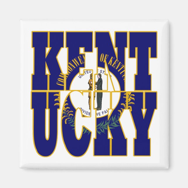 Aimant Texte du drapeau de l'État du Kentucky (Devant)