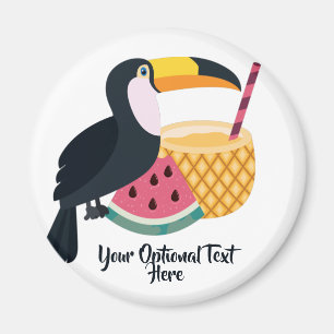 Aimant Texte et couleur personnalisés Illustration Toucan