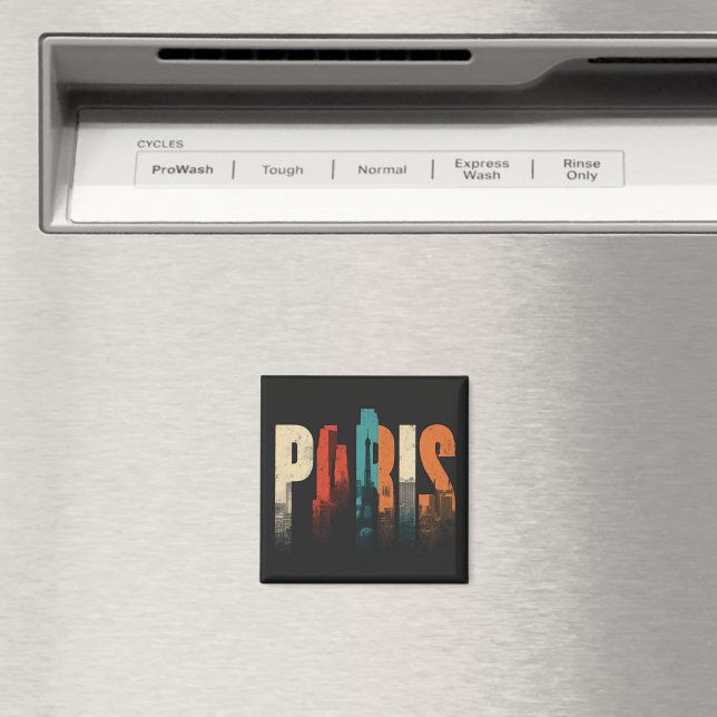 Aimant Texte et silhouette de Paris (In Situ (Lave-vaisselle))