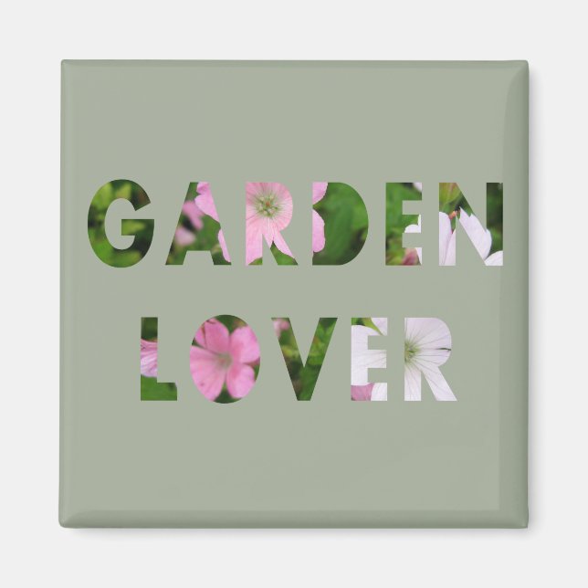 Aimant Texte Floral Amoureux des jardins (Devant)