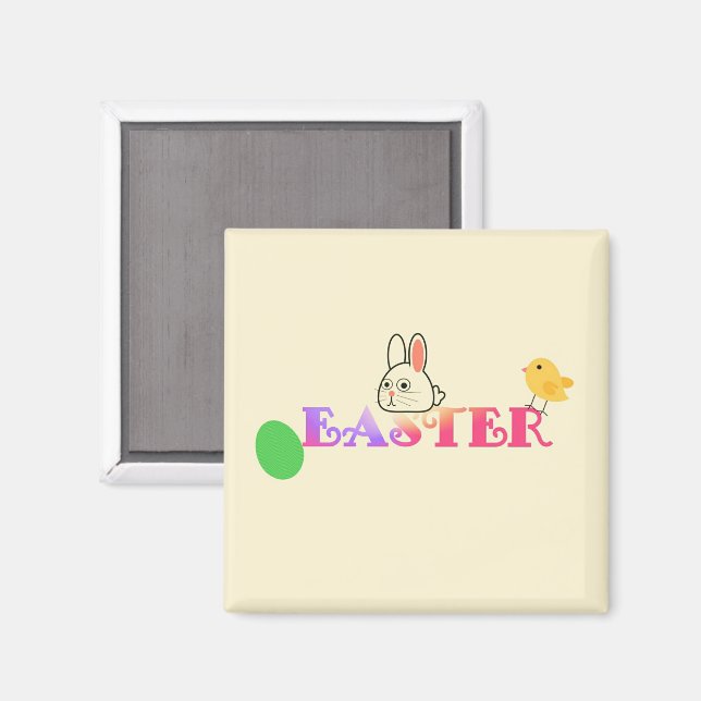 Aimant Texte, lapin et chic thème de Pâques (Recto/Verso)
