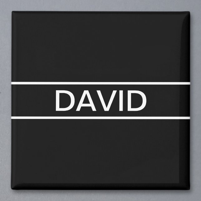 Aimant Texte personnalisable | Bold Modern Black & White (Créateur téléchargé)