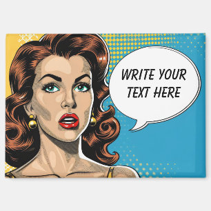 Aimant Texte personnalisé de la femme rétro