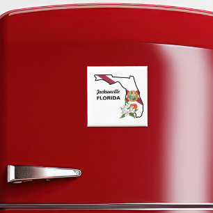 Aimant Texte personnalisé Floride Drapeau & Fleur Orange