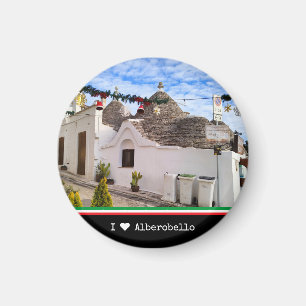 Aimant Texte personnalisé, maisons trulli en Alberobello