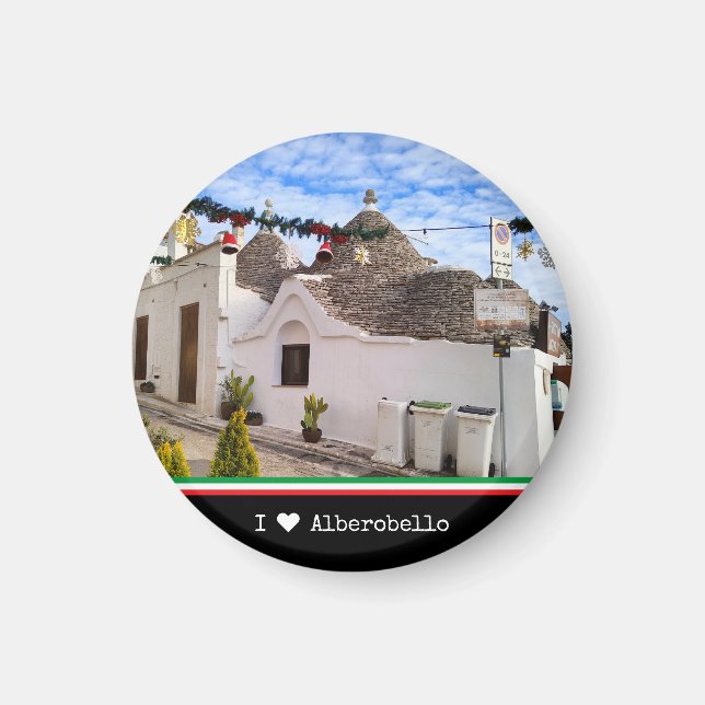 Aimant Texte personnalisé, maisons trulli en Alberobello (Devant)