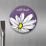 Aimant Texte personnalisé marguerite mauve et jaune<br><div class="desc">Un morceau d'art zen et fantaisiste,  hipster. Vous pouvez ajouter un nom,  un monogramme ou un autre texte personnalisé. Si vous avez besoin de déplacer l'art autour,  cliquez sur le bouton personnaliser pour apporter des modifications.</div>