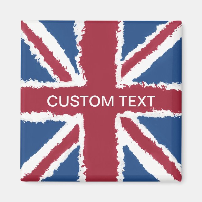Aimant Texte personnalisé Union Jack Drapeau Art par Heva (Devant)