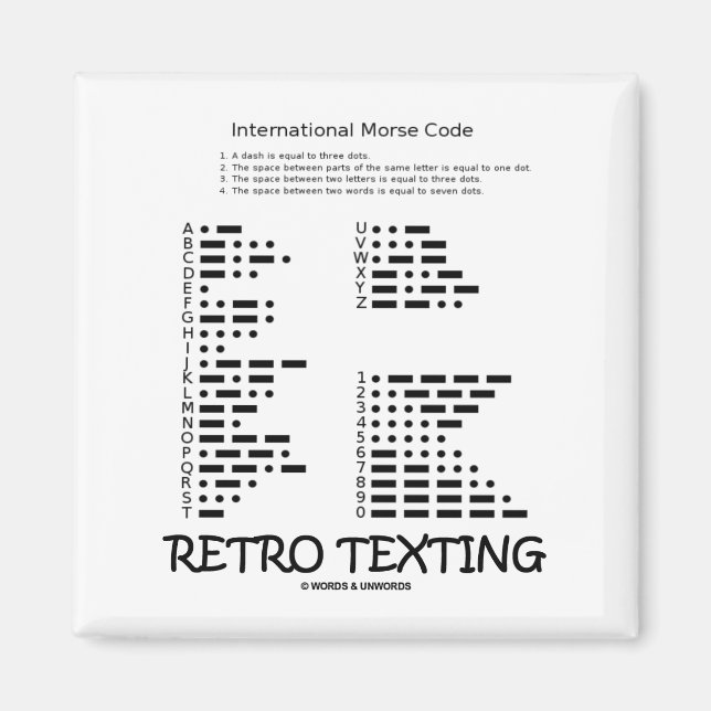 Aimant Textes rétro (Code international du morse) (Devant)