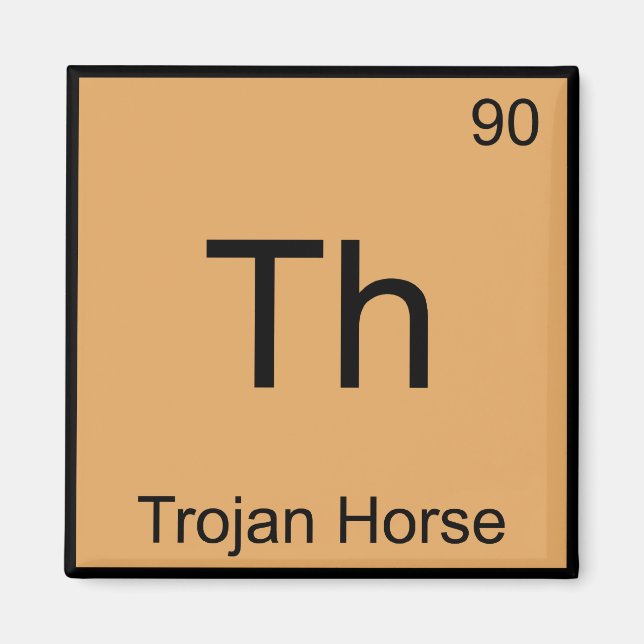 Aimant Th - Cheval de Troie Symbole d'élément de chimie T (Devant)