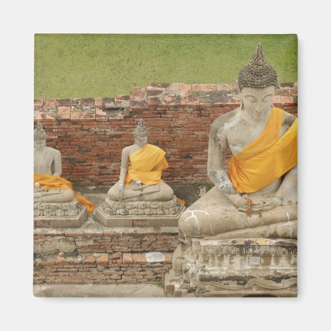Aimant Thaïlande, Ayutthaya. Statues de bouddhas assis (Devant)