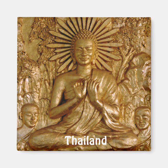 Aimant Thaïlande, Bouddha assis en or (Aimant frigo) (Devant)