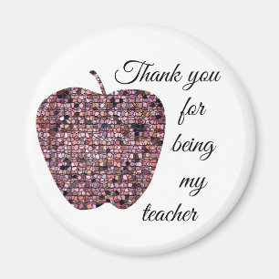 Aimant Thank You For Being My Teacher Red Mosaic Appple