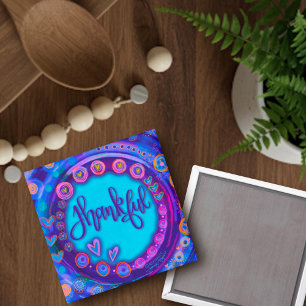 Aimant Thankful Blue Hearts Inspiration moderne amusant