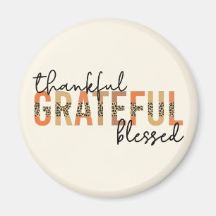 Aimant Thankful Grateful Blessed Cheetah Print Typography
