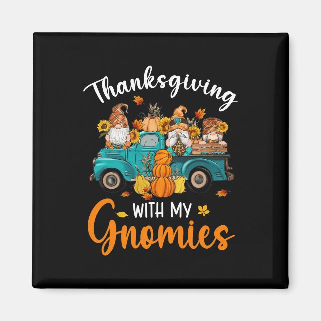 Aimant Thanksgiving Avec Mes Gnomies Gnomes Amis Heureux (Devant)