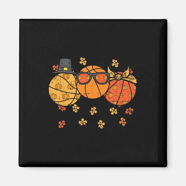 Aimant Thanksgiving Basketballs Pilgrim Automne Automne H (Devant)