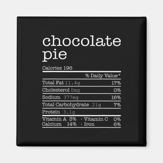 Aimant Thanksgiving Christmas Food - Chocolat Pie Nutrit (Devant)
