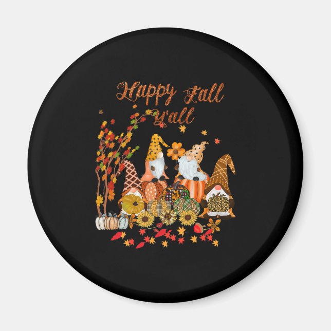 Aimant Thanksgiving Happy Fall Yall Gnome Leopard (Devant)