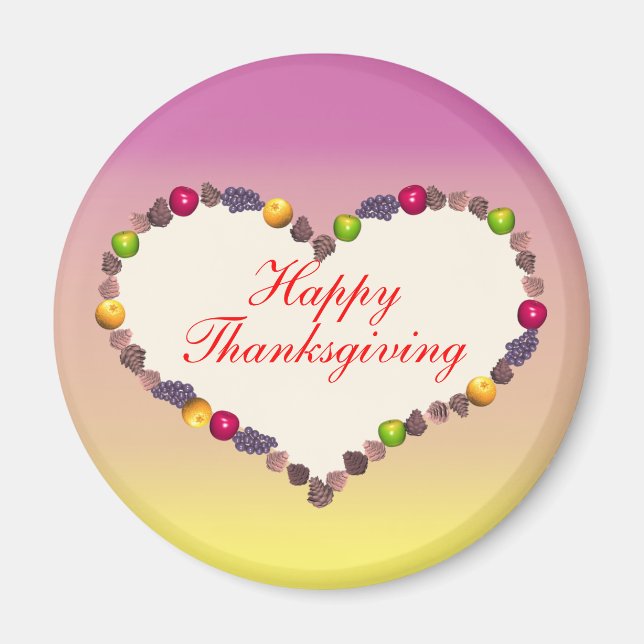 Aimant Thanksgiving Heart - rose et jaune (Devant)
