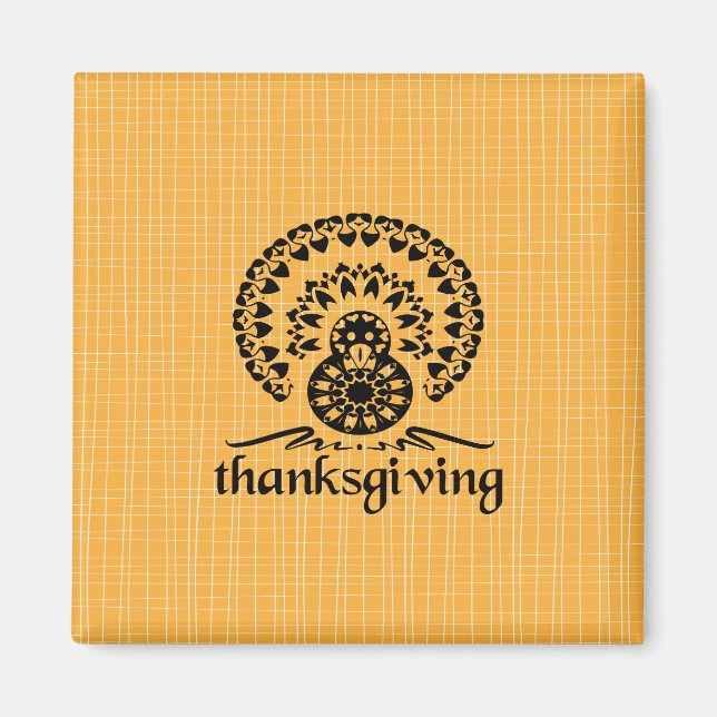 Aimant Thanksgiving Mandala Turkey Boho Folk Art (Devant)