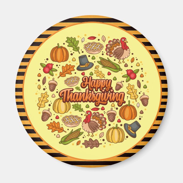 Aimant Thanksgiving Moderne Belle Collection Automne (Devant)