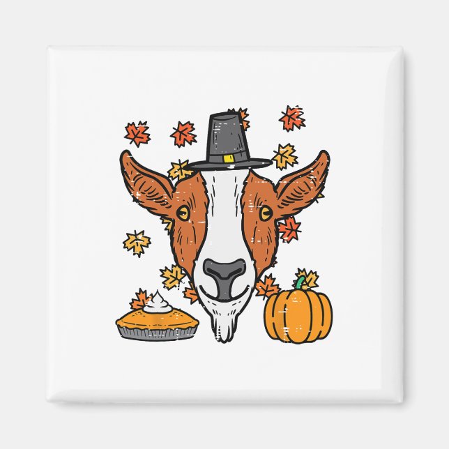 Aimant Thanksgiving Pilgrim Chèvre drôle Automne Automne  (Devant)