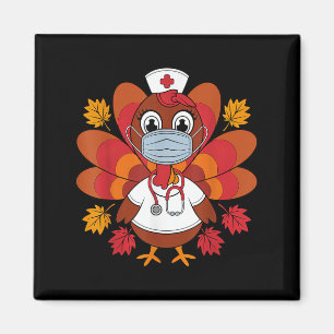 Aimant Thanksgiving Scrub Tops Femmes Turquie Infirmière
