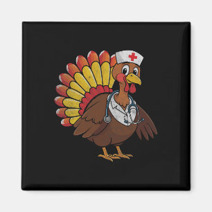 Aimant Thanksgiving Scrub Tops Femmes Turquie Infirmière