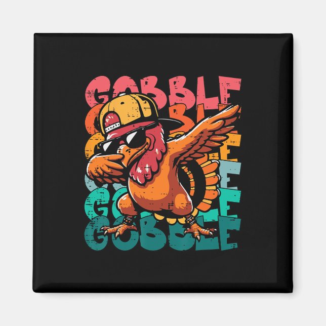 Aimant Thanksgiving Turkey Dab Gobble Funny Toddler Boys  (Devant)