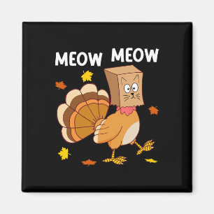Aimant Thanksgiving Turquie Chat Meow Drôle Hommes Femmes