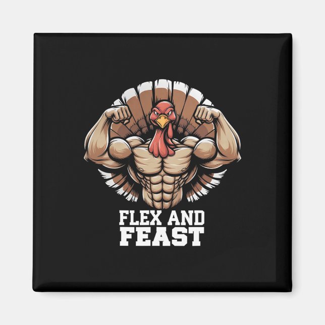 Aimant Thanksgiving Turquie Flex Et Feast Motivation Gym (Devant)