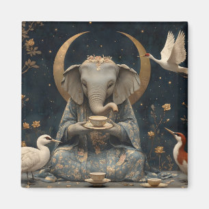 Aimant Thé à la fête de l'éléphant mystique sous la lune