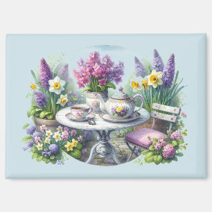 Aimant Thé à la Fleur Vintage dans le Jardin