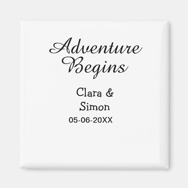 Aimant The adventure begins wedding couple name datsimple (Devant)