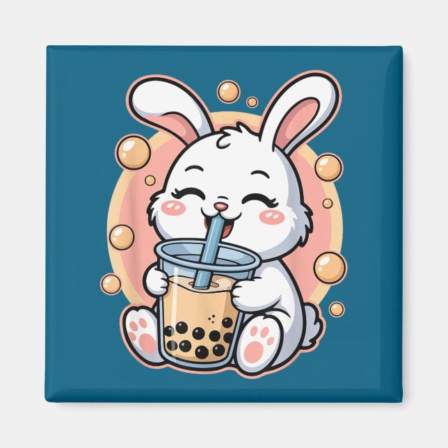 Aimant Thé aux perles de lapin Bubble Tea (Devant)