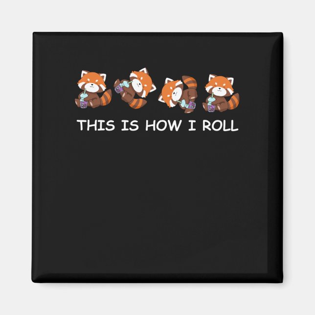 Aimant Thé Boba Panda Rouge C'est comme ça que je roule (Devant)