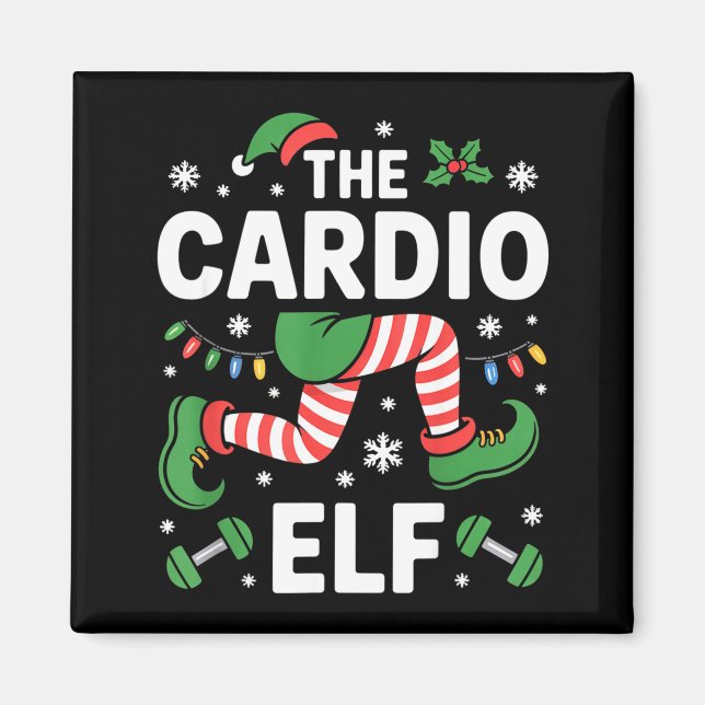 Aimant The Cardio Elf Funny Fitness Christmas Gym Workout (Devant)