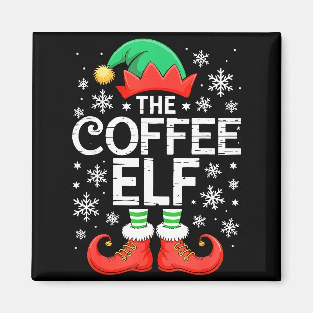 Aimant The Coffee Elf Shirt Men Women Family Matching Chr (Devant)