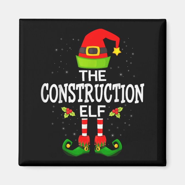 Aimant The Construction Elf Christmas Family Matching Paj (Devant)