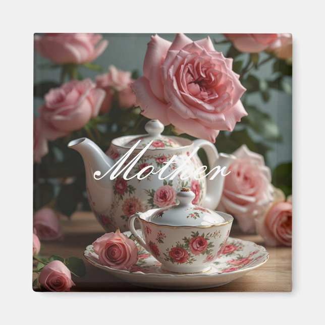 Aimant Thé de rose de chou rose  (Devant)